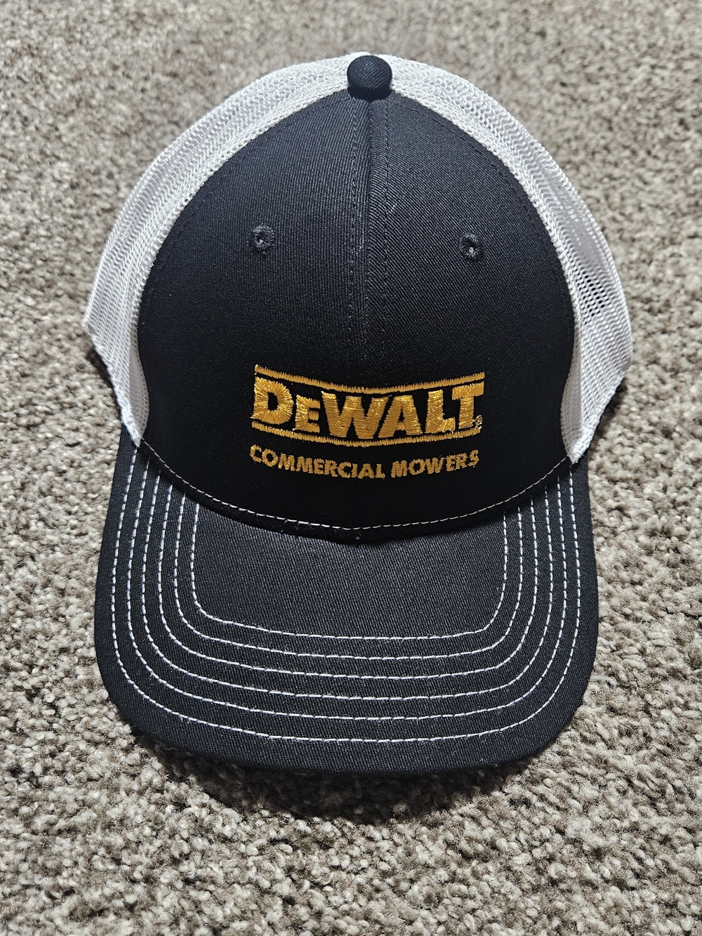 DEWALT Hat Black White Mesh Back Snapback Adjustable Cap Hat Commercial Mowers
